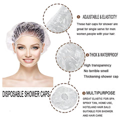 Disposable Shower Caps – Large, Thick & Waterproof (100 Pcs)