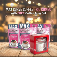 Max Curve Coffee Plus  Instant Coffee Mix Powder - 3 Pcs Combo + FREE Coffee Mug Set
