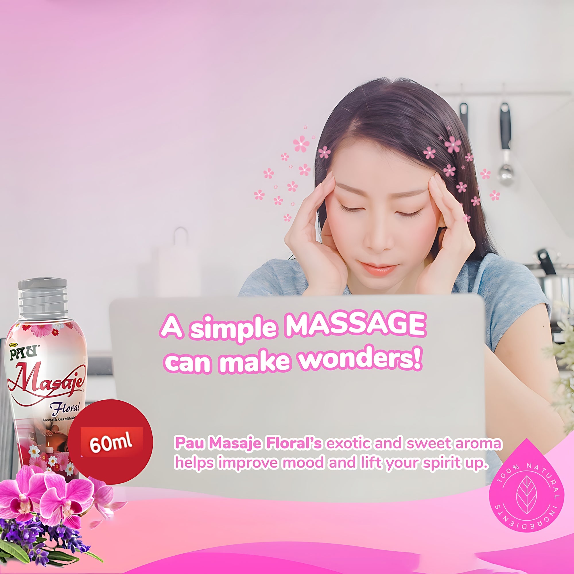 Aldritz Pau Masaje Floral Aromatic Oil & Moisturizer – 60ml