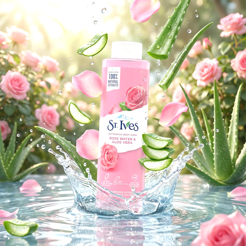 St. Ives Refreshing Body Wash – Rose Water & Aloe Vera (650ml)