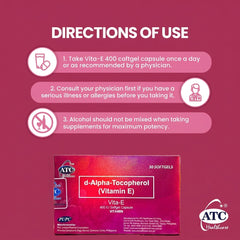 ATC Vita-E D-Alpha Tocopherol Vitamin E 400 IU – 30 Softgels