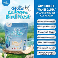 Manee Gluta Collagen Bird Nest Blue Hawaii – 30 Sachets