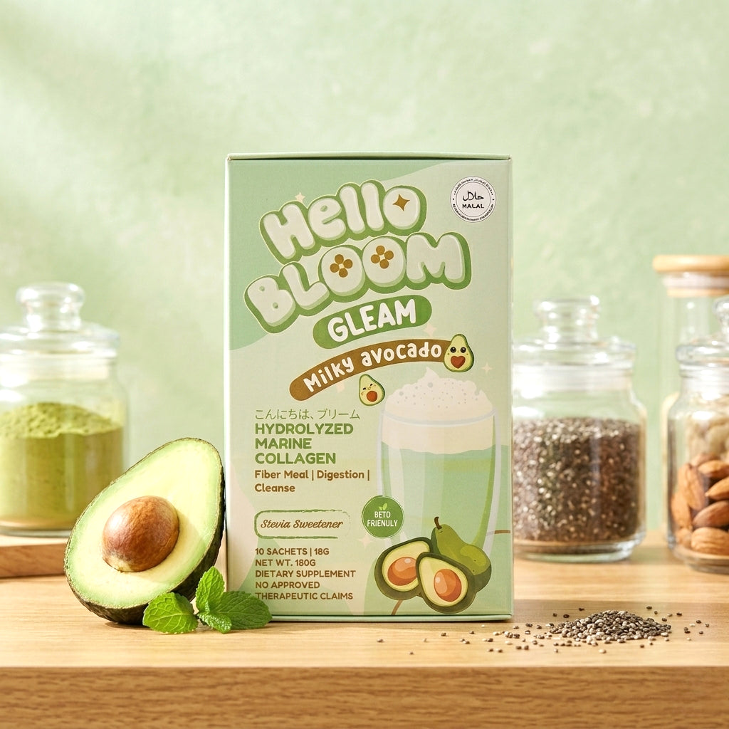 Hello Bloom Gleam Milky Avocado Collagen Beauty Supplement - 18g × 10 Sachets