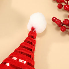 Striped Santa Hat – Red & Silver Plush Christmas Hat