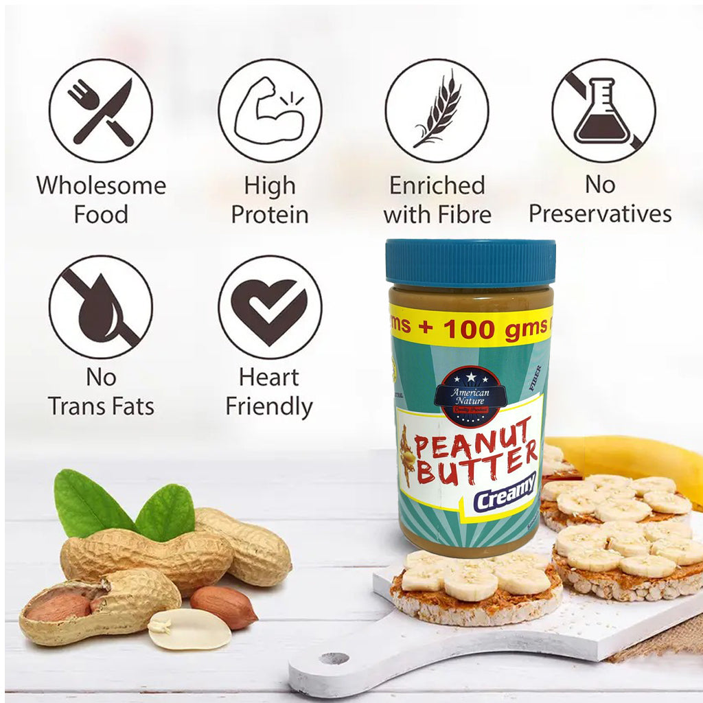 American Nature Creamy Peanut Butter – 800g (700g + 100g Extra)