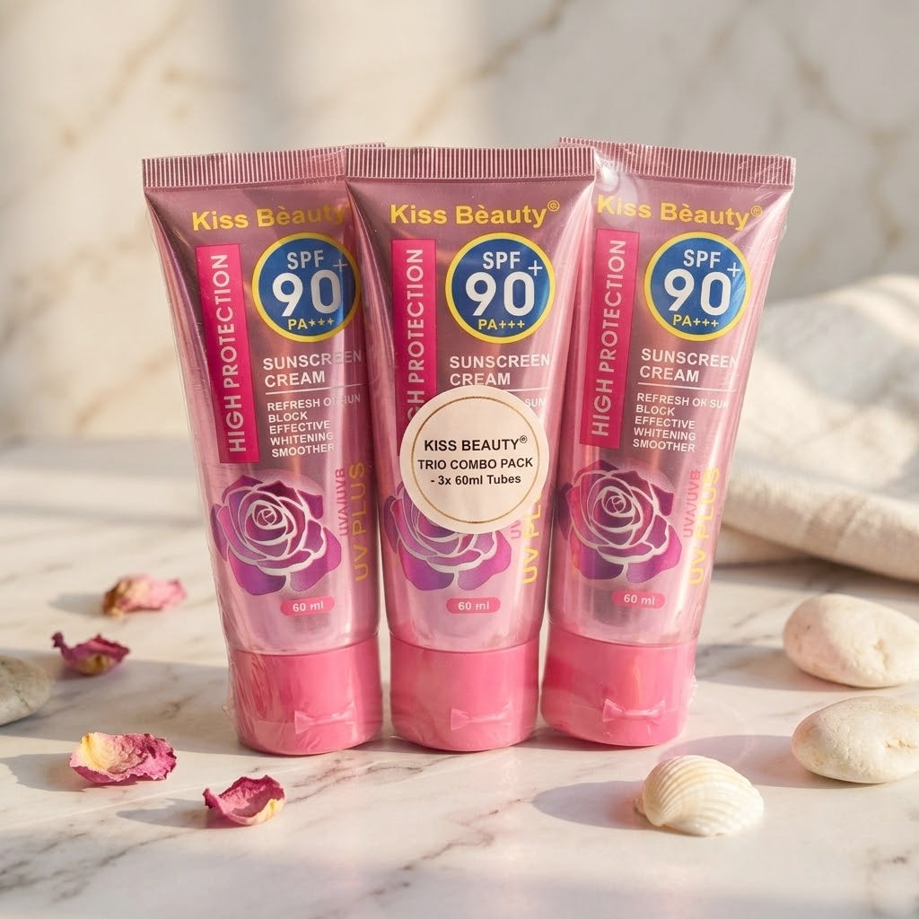 Kiss Beauty Sunscreen Cream SPF 90+ PA+++ - 60ml (3Pcs Combo)