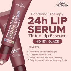 Luxe Organix Panthenol Therapy 24H Lip Serum – Honey Glaze (10g)