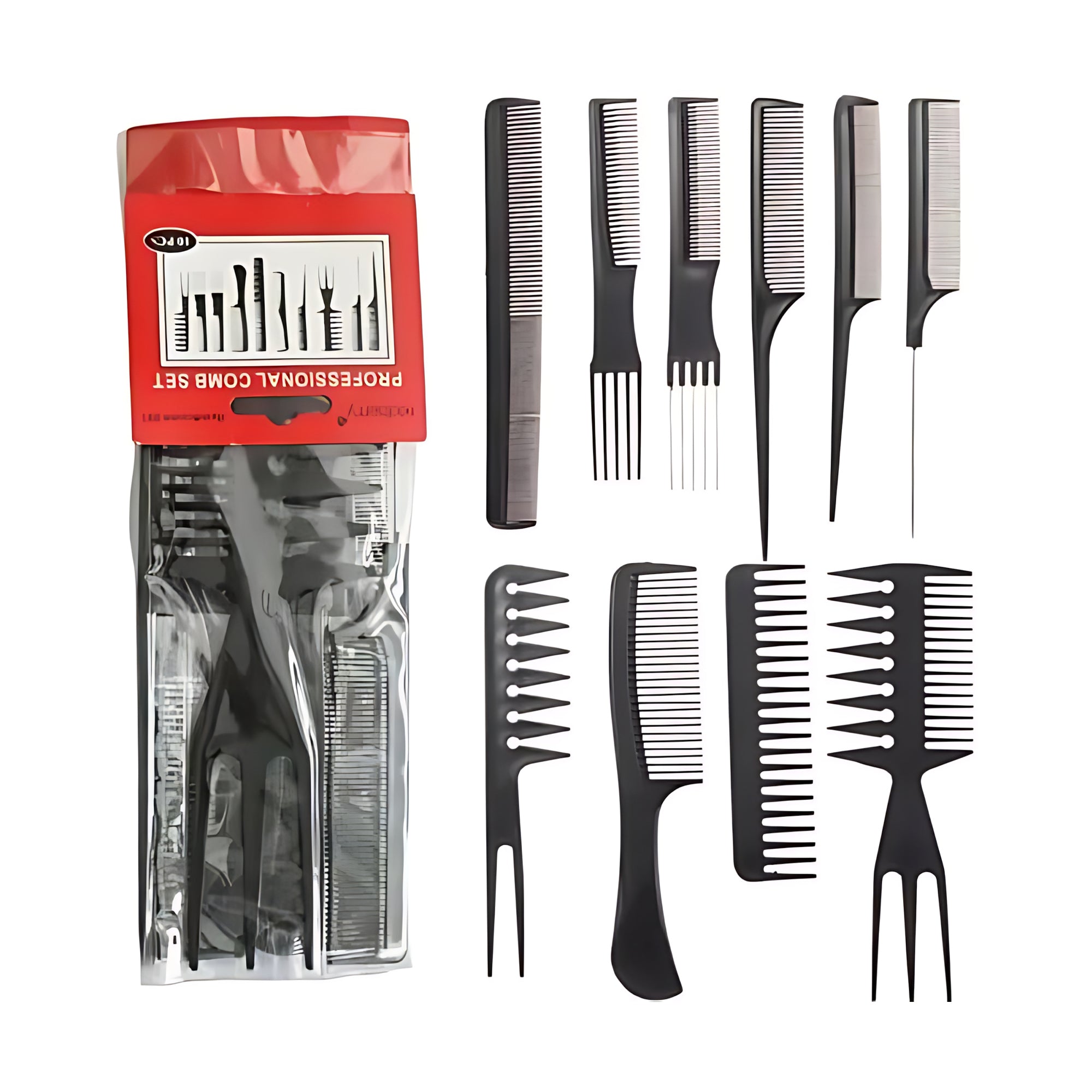 URBANMAC 10 Pc Professional Comb Kit – Durable & Versatile Hair Styling Set