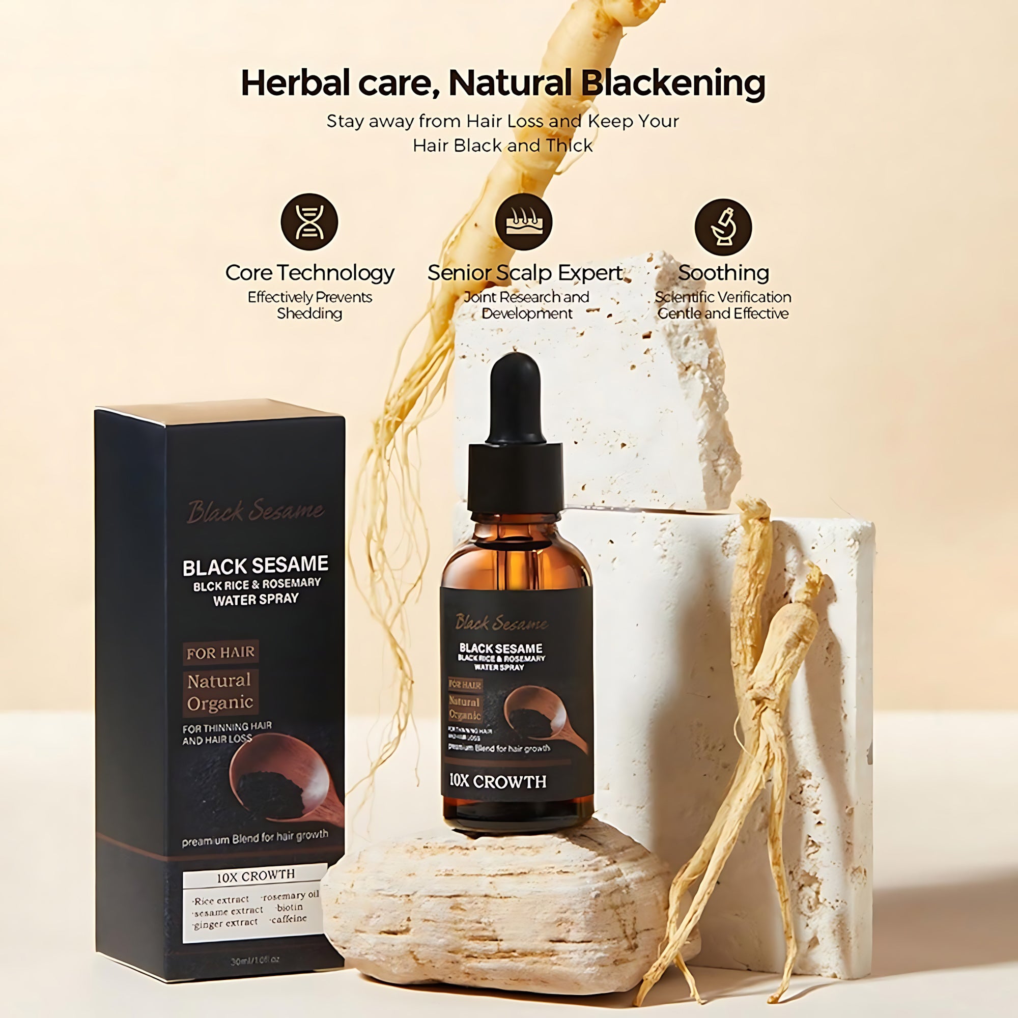 Black Sesame, Black Rice & Rosemary Water Hair Spray – 30ml
