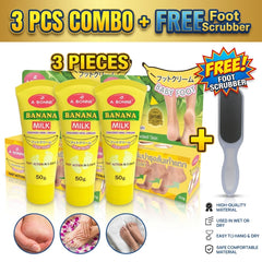 A Bonne Banana Milk Cracked Heel Cream – 50g (3 Pcs Combo + FREE Foot Scrubber)