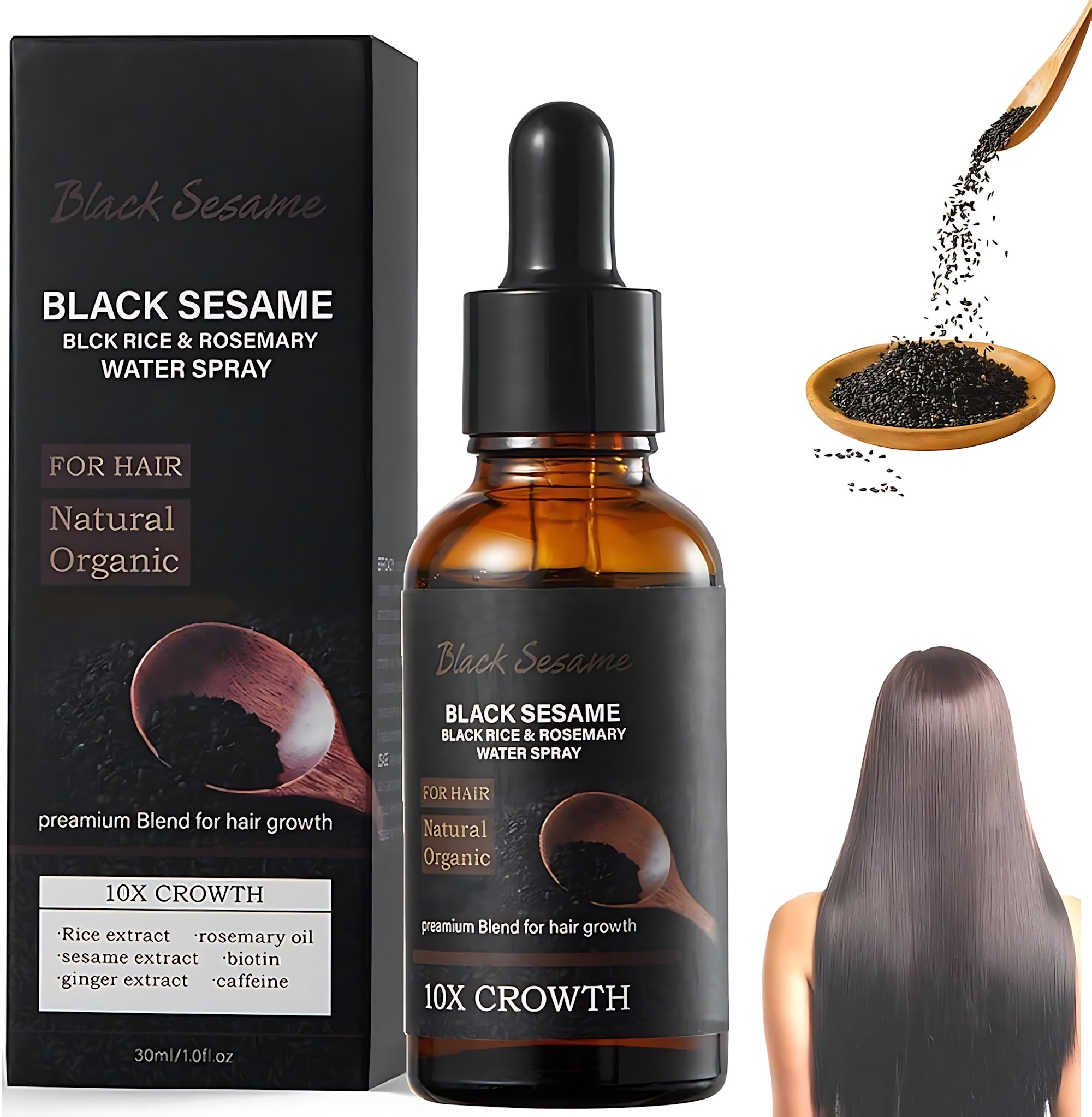 Black Sesame, Black Rice & Rosemary Water Hair Spray – 30ml