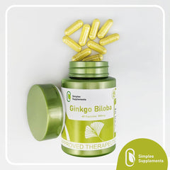 Simplee Ginkgo Biloba with Turmeric, Ashwagandha & Ginseng 500mg - 60 Capsules