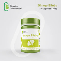 Simplee Ginkgo Biloba with Turmeric, Ashwagandha & Ginseng 500mg - 60 Capsules