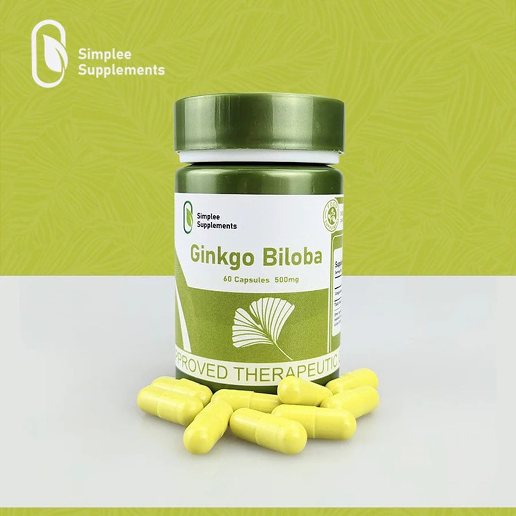 Simplee Ginkgo Biloba with Turmeric, Ashwagandha & Ginseng 500mg - 60 Capsules