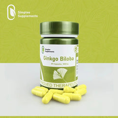 Simplee Ginkgo Biloba with Turmeric, Ashwagandha & Ginseng 500mg - 60 Capsules