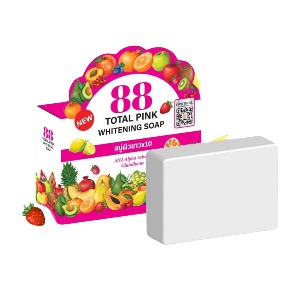 88 Total Pink Brightening AHA, Alpha Arbutin, Glutathione Soap - 80g