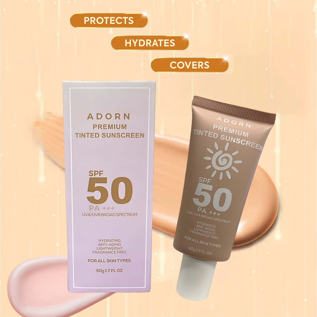 Adorn Premium Tinted Sunscreen SPF 50 PA+++ - 50g