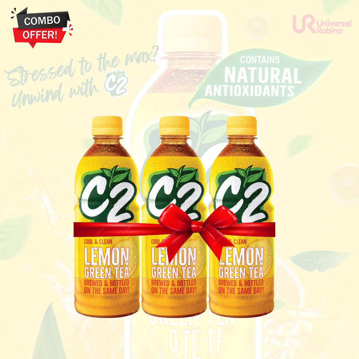 C2 Lemon Tea C2 Lemon Green Tea 355ml × 3 (Combo Pack) – Sige Mart UAE