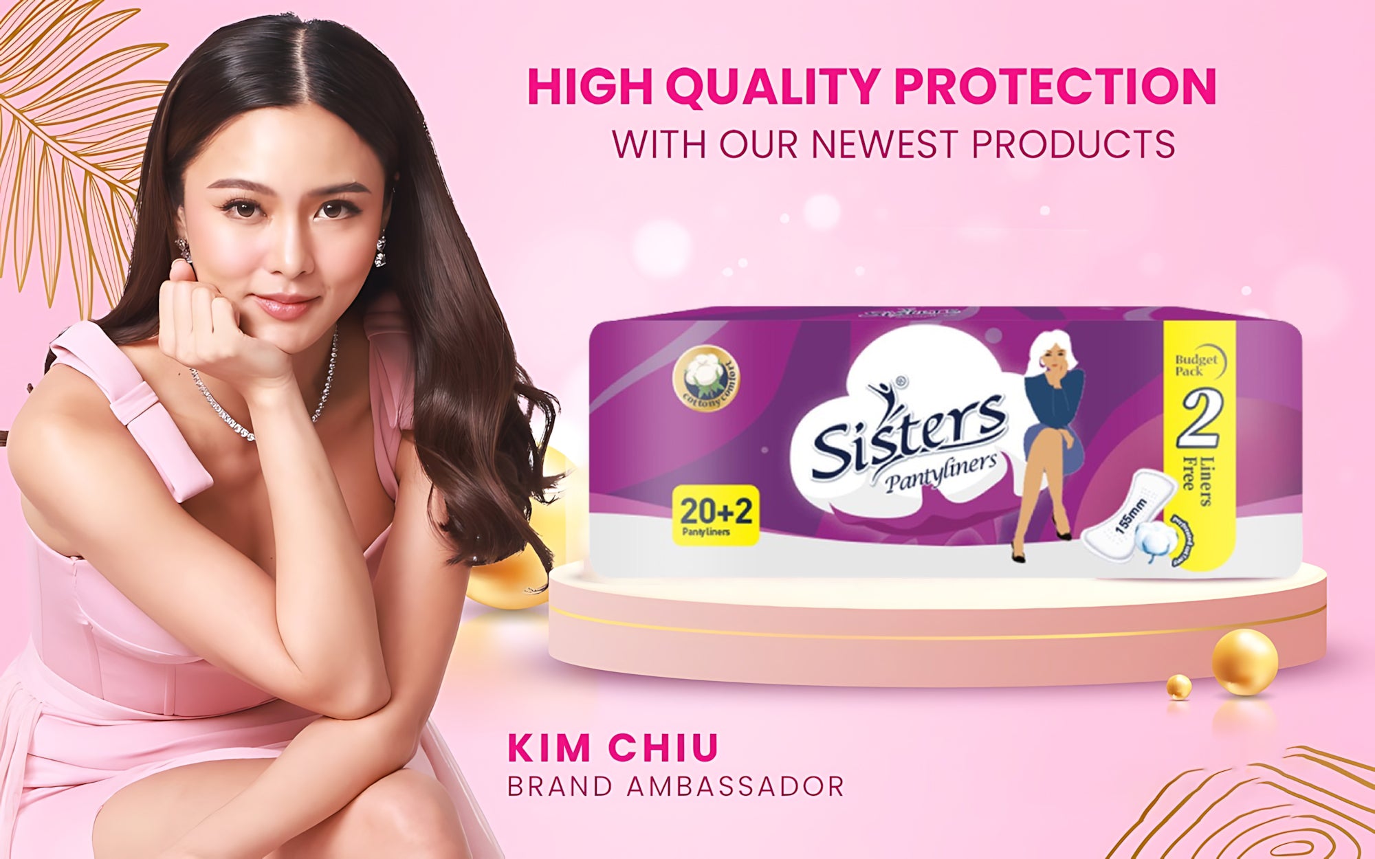 Sisters Pantyliners Budget Pack (155mm) 20+2 Pads Free