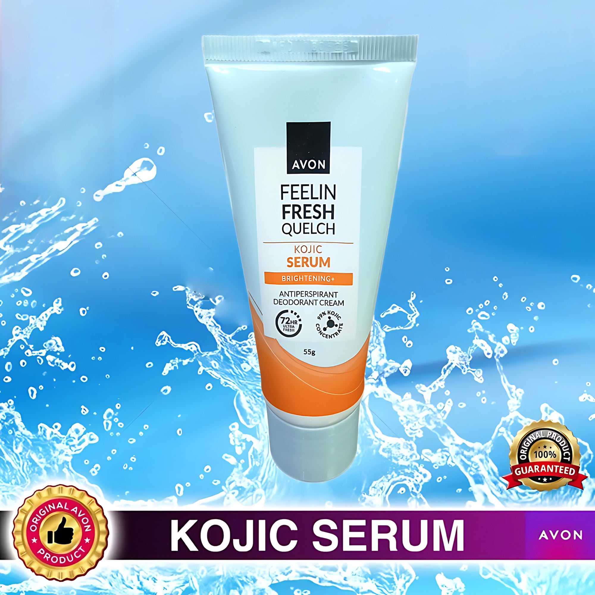 Avon Feelin Fresh Quelch Kojic Serum Antiperspirant Deodorant Cream – 55g (1+1 Offer)