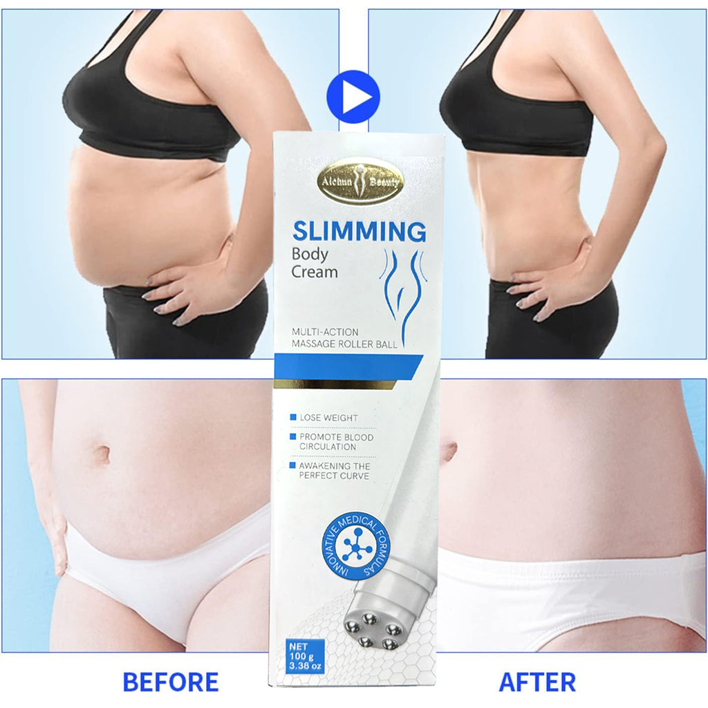 Aichun Beauty Slimming Body Cream with Multi-Action Massage Roller Ball – 100g