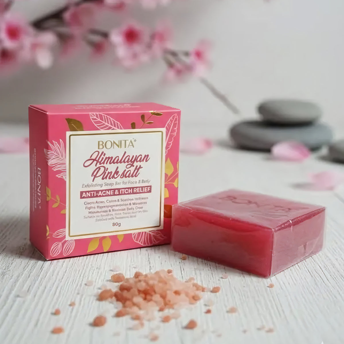 Bonita Himalayan Pink Salt Exfoliating Soap Bar – 80g
