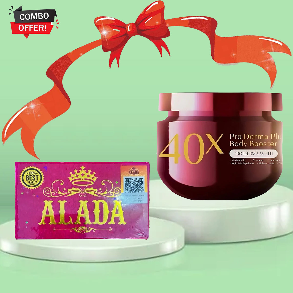 Jennie Moon 40x Pro Derma Plus Body Booster – 250g & Alada Instant Whitening Soap – 160g Combo Pack