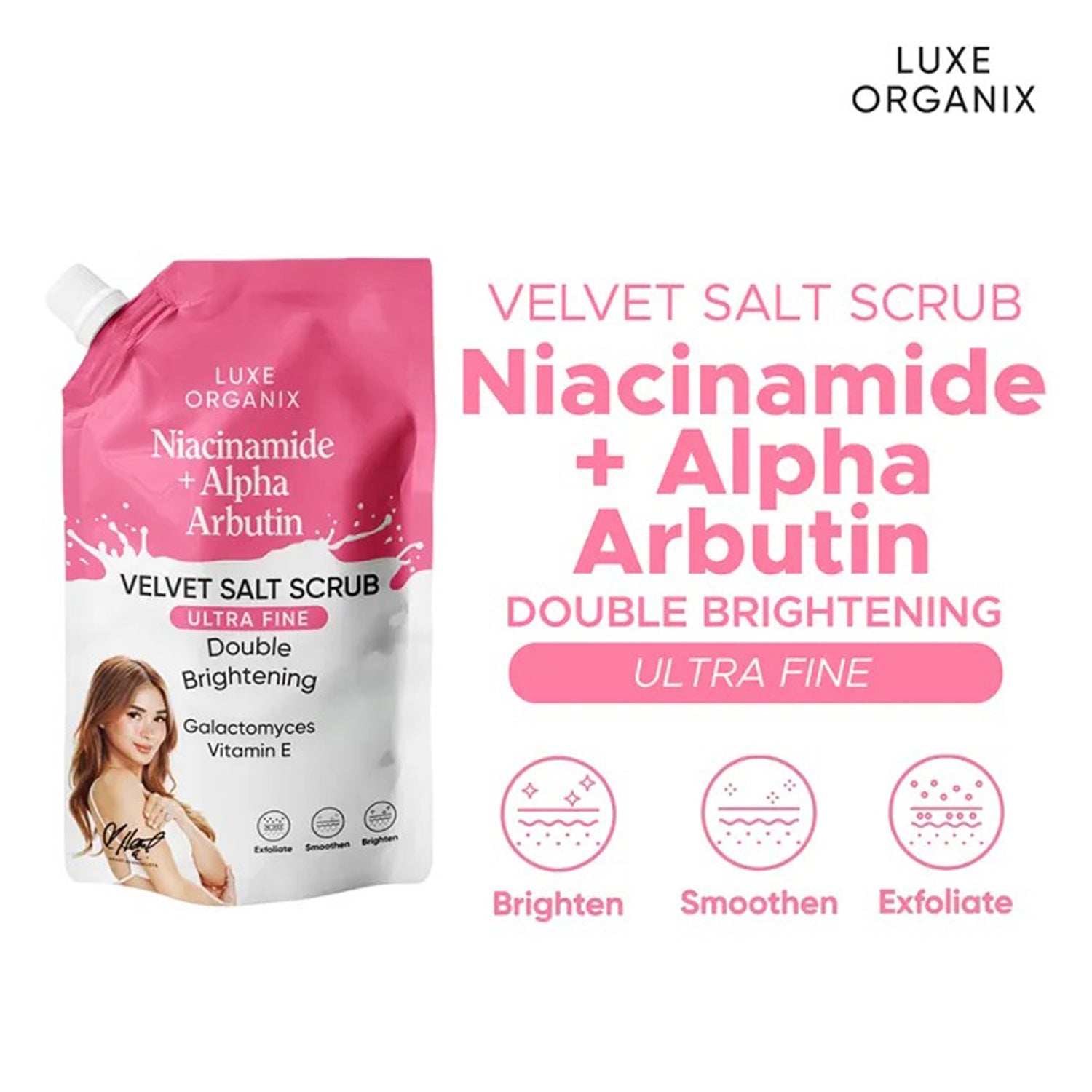 Luxe Organix Niacinamide + Alpha Arbutin Velvet Salt Scrub - 300g