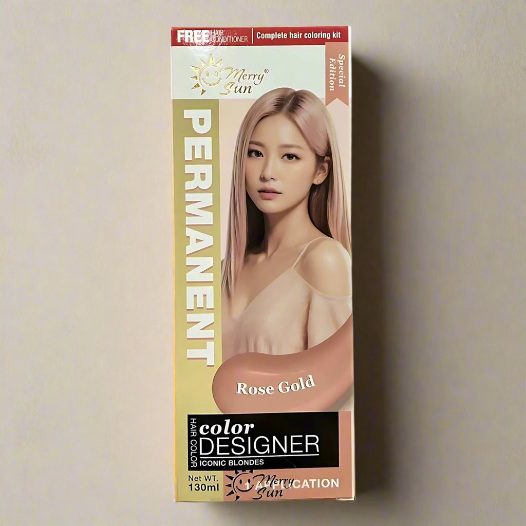 MerrySun Permanent Hair Color – Rose Gold (Complete Coloring Kit, 130ml)