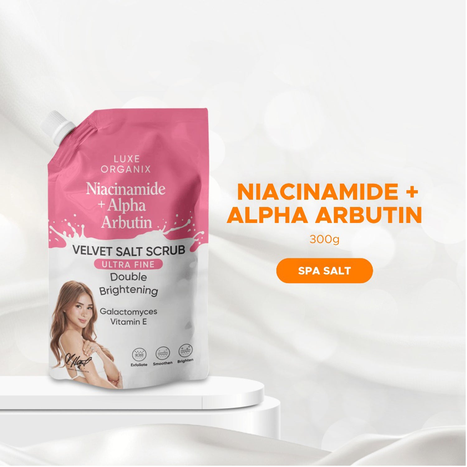 Luxe Organix Niacinamide + Alpha Arbutin Velvet Salt Scrub - 300g