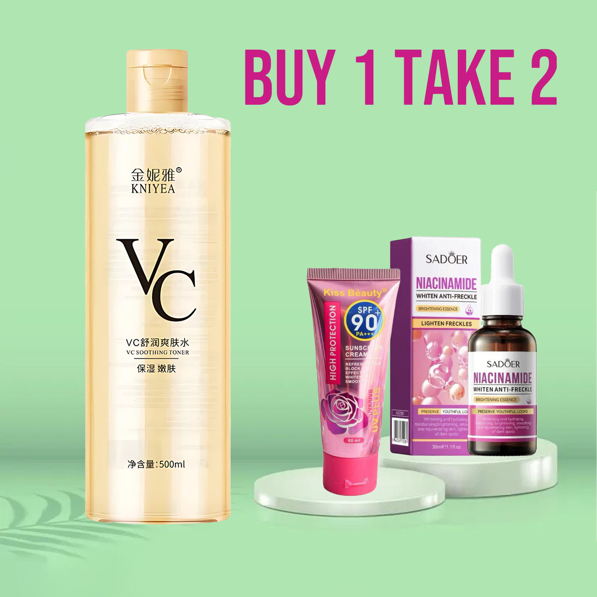 Kniyea VC Toner Sadoer Niacinamide Kiss Beauty Sunscreen Combo