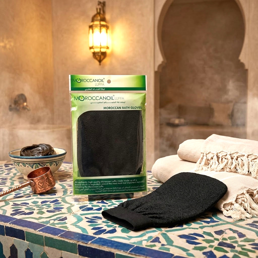 Moroccan Oil Moroccan Luffa Bath Glove – Black Exfoliating Glove – 1PC