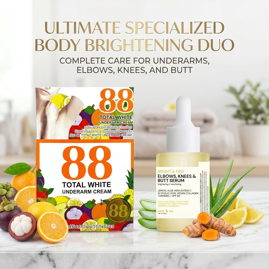 88 Total White Underarm Cream 35g + Catt & Co Bright & Free Serum 30ml - (COMBO)