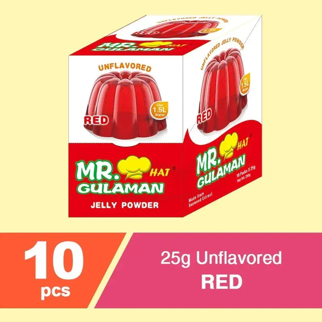 Mr. Hat Gulaman Unflavored Red Jelly Powder - 25g x 10 Sachets