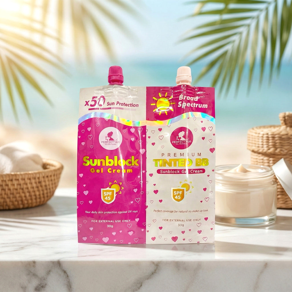 Perfect Skin Sunblock Gel Cream + Premium Tinted BB Sunblock Cream Twi ...