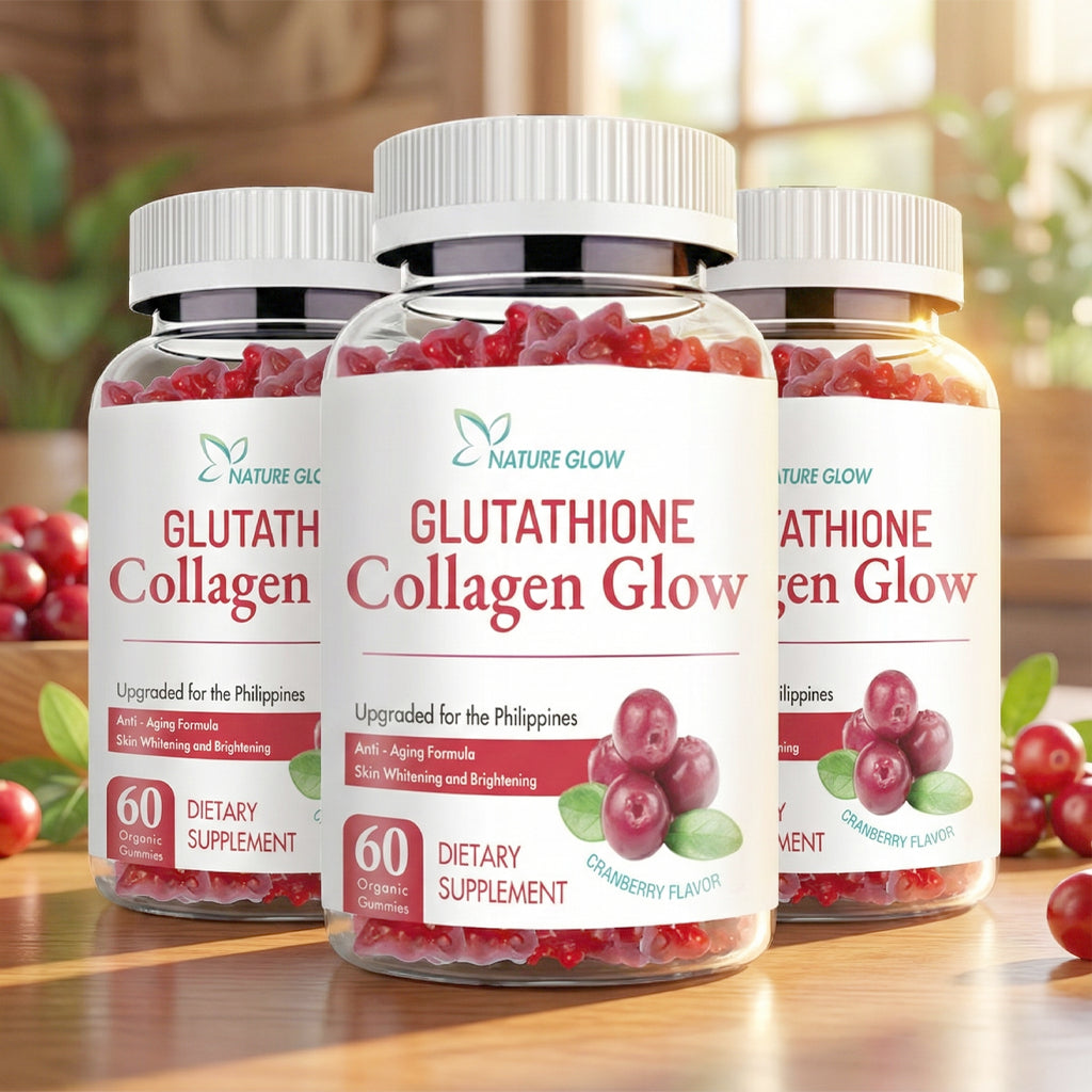 Nature Glow Glutathione Collagen Glow Cranberry Gummies – 3pcs Combo Pack (60 Gummies each)