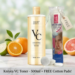 Kniyea VC Toner – 500ml + FREE Soft & Light Cotton Pads (120pcs)