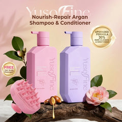 Yusofine Argan Nourish-Repair Shampoo & Conditioner Combo (300ml Each) + FREE HAIR  SCALP MASSAGER