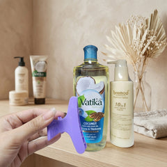 Vatika Naturals Coconut Enriched Hair Oil (300ml) + Bremod 10 in 1 Hair Cream Serum (210ml) Combo + FREE Hair Clip