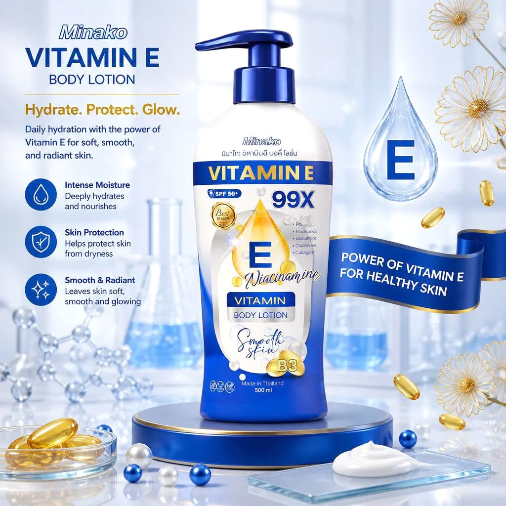 Minako Vitamin E 99X Niacinamide Body Lotion SPF 50+ – 500ml