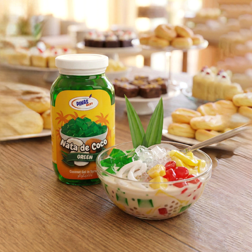 Pinas Best Nata de Coco Green – Coconut Gel in Syrup (340g)