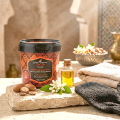 Jardin d Oleane 100% Natural Moroccan Black Soap with Argan Oil & Orange Blossom – 500g