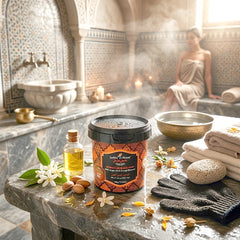 Jardin d Oleane 100% Natural Moroccan Black Soap with Argan Oil & Orange Blossom – 500g
