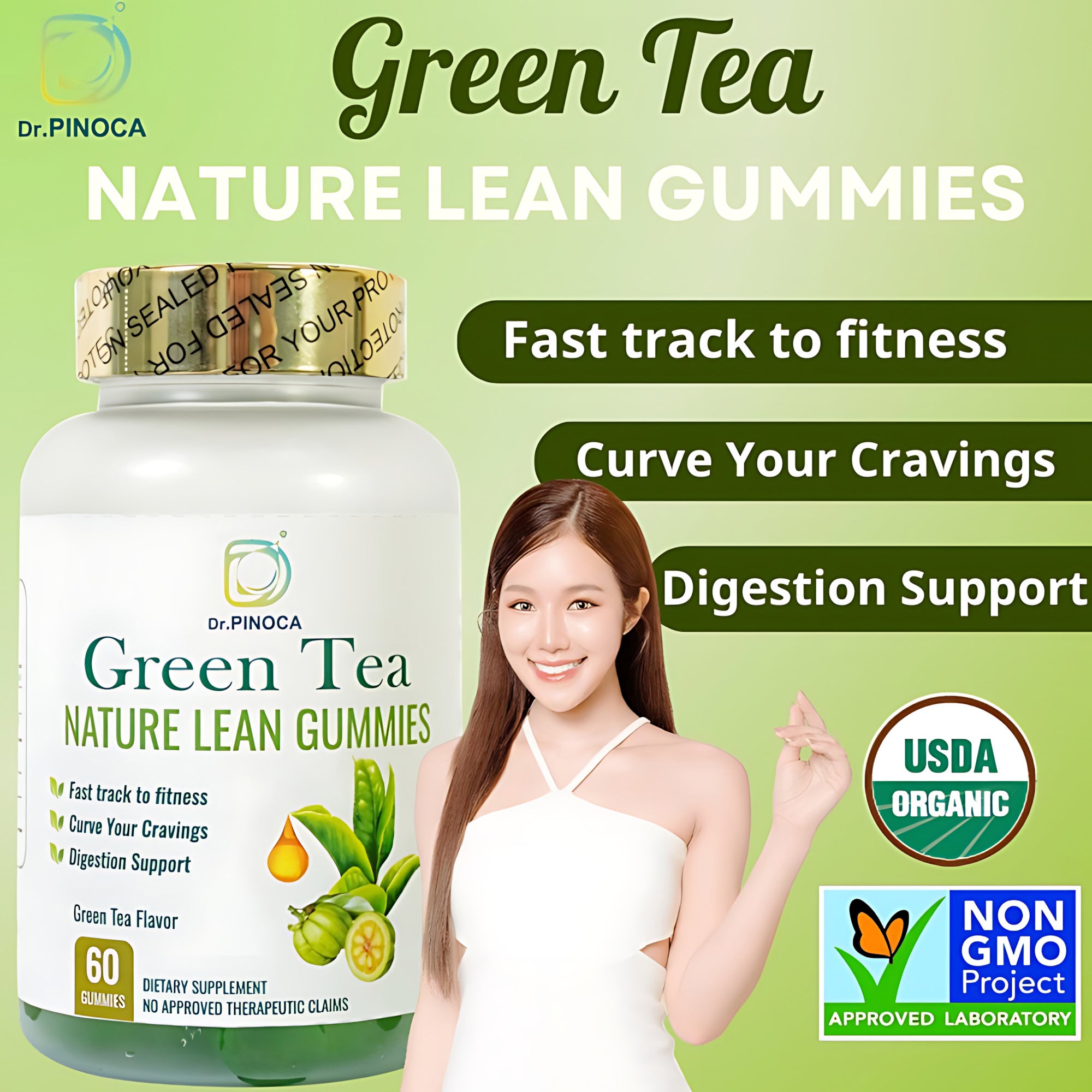 Dr. Pinoca Green Tea Nature Lean Gummies – 60 Gummies