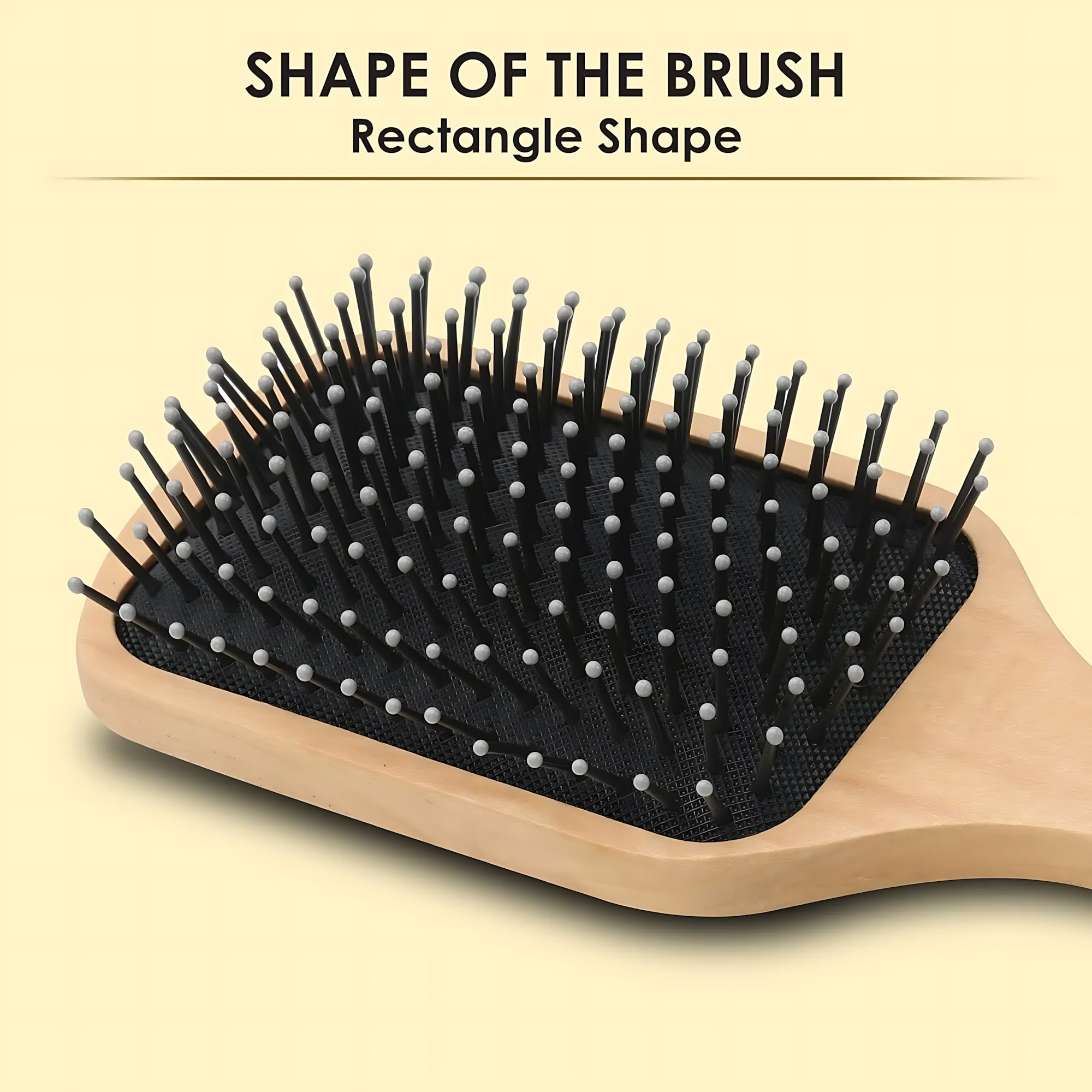 Wooden Paddle Hair Brush – Square Black