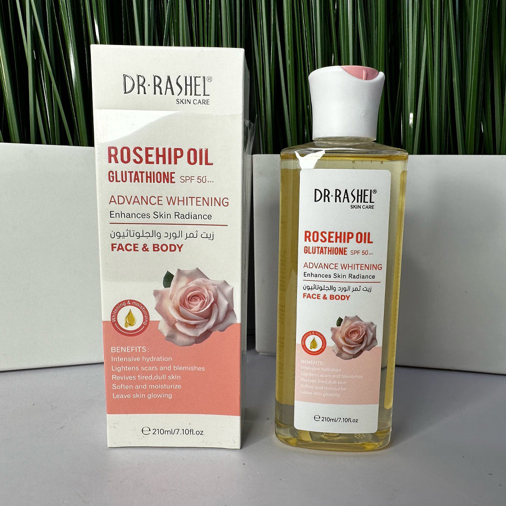 Dr. Rashel Rosehip Oil Glutathione SPF 50 Advance Whitening Face & Body- 210ml