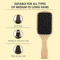 Wooden Paddle Hair Brush – Square Black