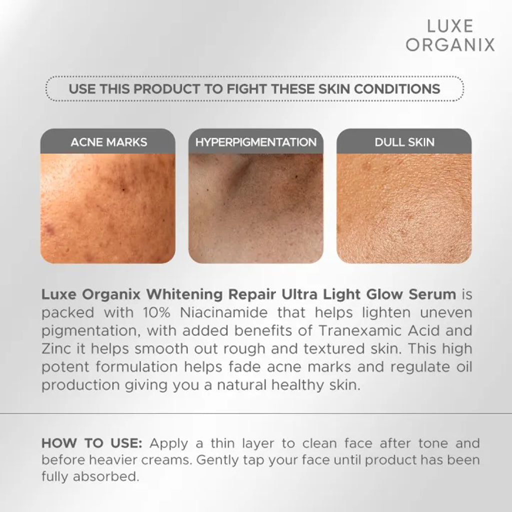 Luxe Organix Whitening Repair Ultra Light Glow Serum – 30ml