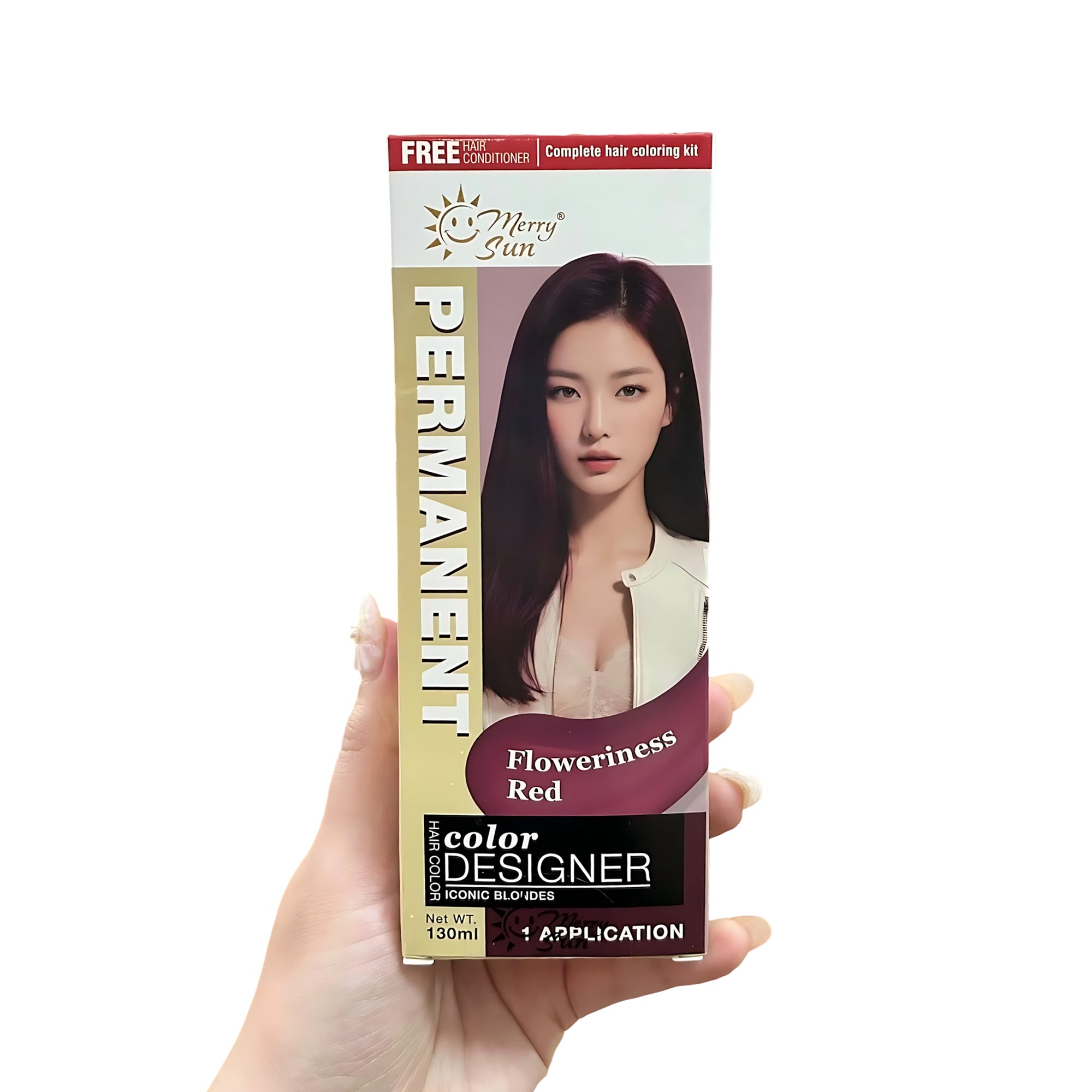 MerrySun Permanent Hair Color – Floweriness Red (Complete Coloring Kit, 130ml)