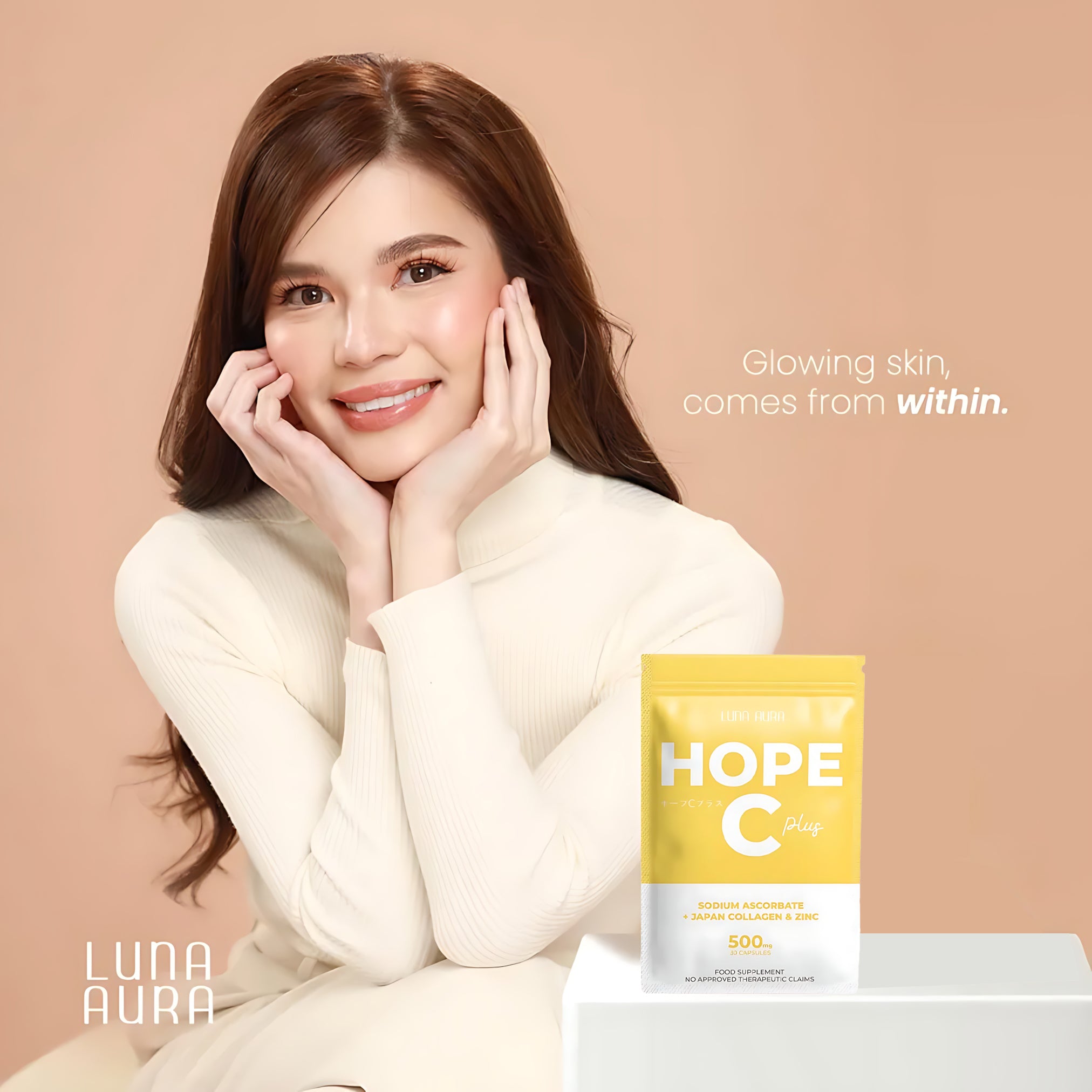 Luna Aura Hope C Plus – Sodium Ascorbate + Japan Collagen & Zinc (30 Capsules)